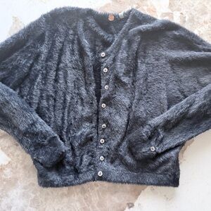 FP One Elegant Black Faux Fur Women's Cardigan size XS